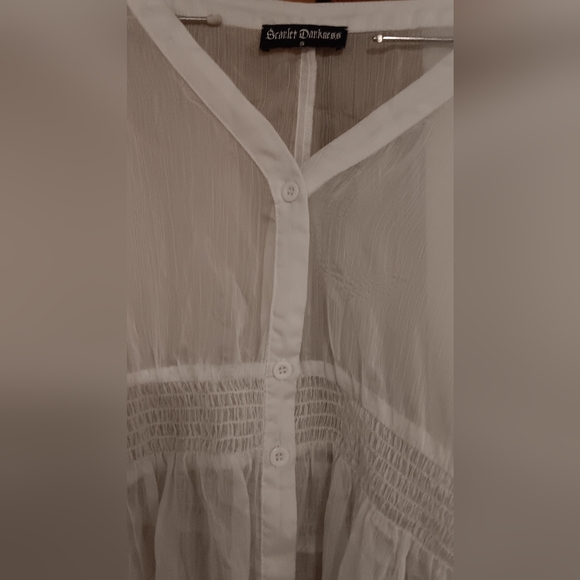 Sheer Button Down Dress Small π EUC - Picture 2 of 5